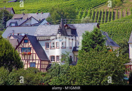 Typische Mosel Häuser im Dorf Kroev Wein, Mosel, Mosel, Rheinland-Pfalz, Deutschland, Europa Stockfoto