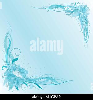 Hochzeit Hintergrund in Azurblau und blauen Pastellfarben mit Lily und Pfingstrose Blüten Stock Vektor