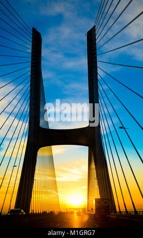 Lissabon, Vasco da Gamma Brücke Stockfoto