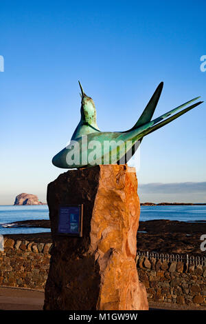 North Berwick Beach an der ein Winter Nachmittag mit Bass Rock im Hintergrund, East Lothian, Schottland, Großbritannien Stockfoto