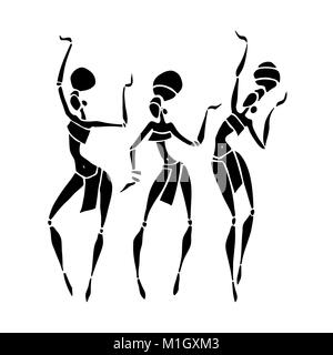 Silhouette einer Frau. Afrikanische Tänzer. Tanzen Frau in traditionellen ethnischen Stil. Vector Illustration. Stock Vektor