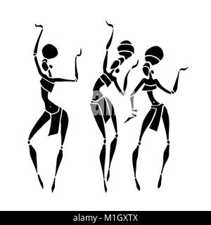 Silhouette einer Frau. Afrikanische Tänzer. Tanzen Frau in traditionellen ethnischen Stil. Vector Illustration. Stock Vektor