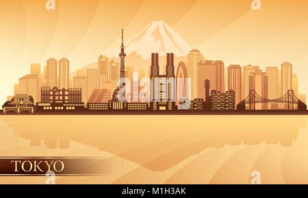 Skyline von Tokyo. Vektor-Silhouette-illustration Stock Vektor