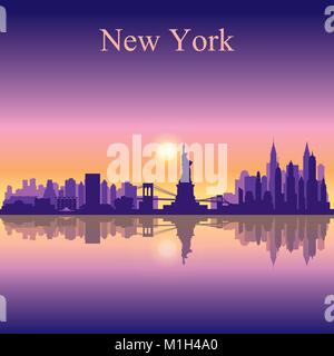 New York City Skyline Silhouette Hintergrund, Vector Illustration Stock Vektor