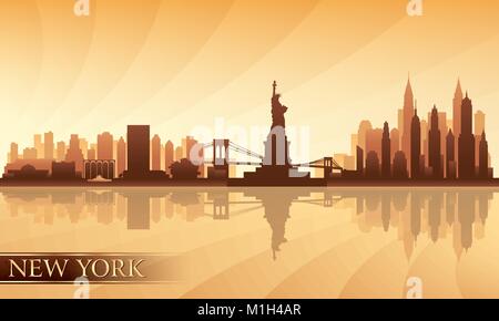 New York City Skyline detaillierte Silhouette. Vector Illustration Stock Vektor