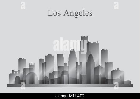 Los Angeles Stadt Skyline Silhouette in Graustufen, Vektor-illustration Stock Vektor