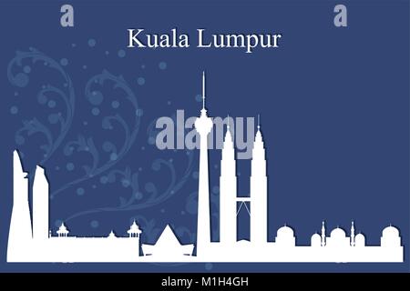 Kuala Lumpur Stadt Skyline Silhouette auf blauem Hintergrund, Vektor-illustration Stock Vektor