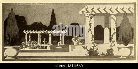 Die 1913 erschienene Ausgabe von „American Homes and Gardens“ beleuchtet architektonische Trends, Wohndesigns und Gartenplanung aus dem frühen 20. Jahrhundert. Es deckt verschiedene Aspekte des Wohnlebens ab, einschließlich Innenarchitektur, Landschaftsarchitektur und Wohnkultur. Stockfoto