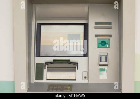 Bank, Geldautomat Stockfoto