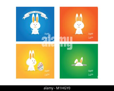 Abbildung: Ostern Hase, Bunny auf farbigen Hintergrund Stock Vektor