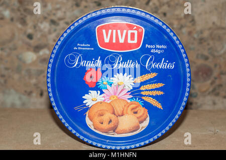 Metall cookie Box, dänische Butter cookies, vivo-Marke Stockfoto