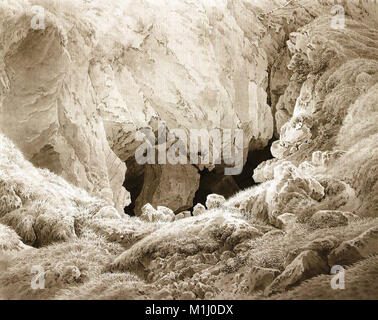 CASPAR DAVID FRIEDRICH (1774-1840) Maler der deutschen Romantik. Eine Höhle in den Bergen des Harzes über 1811 lackiert Stockfoto