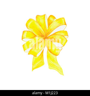 Watercolor Illustration einer Schleife. Isolierte Bild von Urlaub Dekoration für Verpackung und Boxen. Handgefertigte Zeichnung. Stockfoto