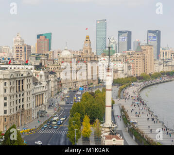 Blick auf den Bund in Shanghai am Morgen Stockfoto