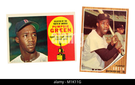 1959 Pumpsie Grün war der erste African American baseball players für den Boston Red Sox, der letzte vor - Erweiterung der Major League Club zu integ zu spielen Stockfoto