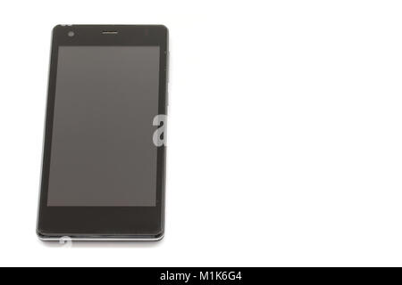 Schwarz, Smart Phone isoliert auf weißem Stockfoto