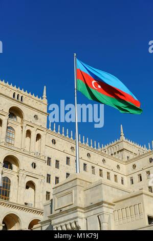 Die Nationalflagge von Aserbaidschan, Baku, Aserbaidschan 2010 Stockfoto