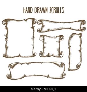 Satz von fünf Hand gezeichnet blättert, Vector Illustration Stock Vektor