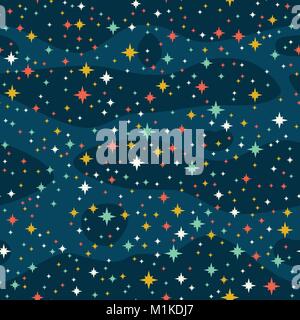 Sterne im Himmel, nahtlose Vektor Hintergrund. Deep Space. Stock Vektor
