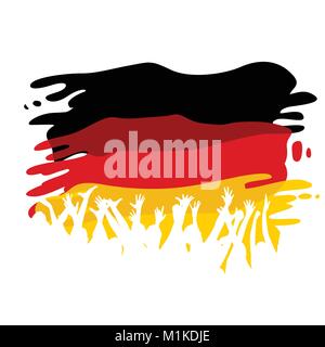 Weiße Silhouetten, die auf der Flagge von Deutschland als Hintergrund Stock Vektor