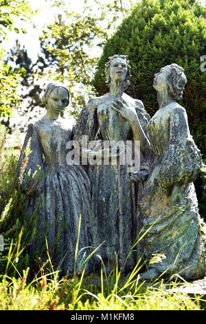 Statue der Bronte Schwestern im Howarth Pfarrhaus, Großbritannien Stockfoto