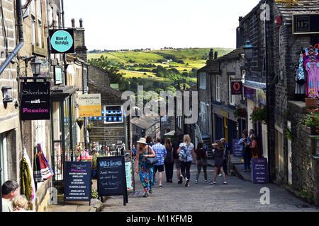 Howarth gepflasterten Straße, Howarth Yorkshire UK Stockfoto