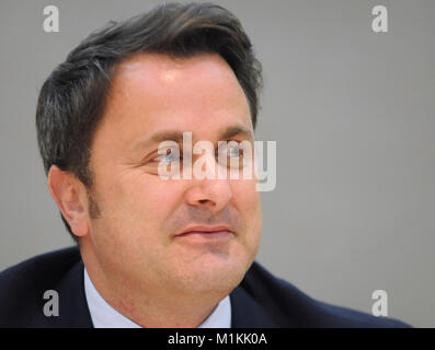 Cape Canaveral, USA. 30 Jan, 2018. Xavier BETTEL, Premierminister von Luxemburg, nimmt an einem Pre-launch Pressekonferenz am 30 Januar, 2018 die Debus Zentrum im Kennedy Space Center Visitor Komplex in Florida. ist nun für den 31. Januar festgelegt. Credit: Paul Hennessy/Alamy leben Nachrichten Stockfoto