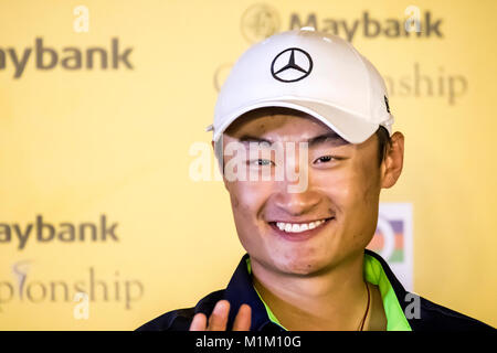 Kuala Lumpur, Malaysia. 31. Januar, 2018. Pressekonferenz mit China top Golfspieler Li Hao Tong an der Maybank Meisterschaft 2018 in Kuala Lumpur, Malaysia. Credit: Danny Chan/Alamy leben Nachrichten Stockfoto