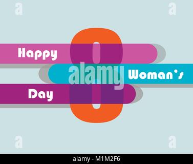 Glücklich, 8. März, dem Internationalen Frauentag, Schrift girly Grußkarte Stock Vektor