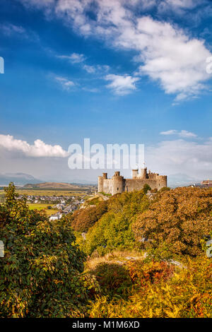 Harlech Castle in Wales, Vereinigtes Königreich, Serie von walesh Burgen Stockfoto