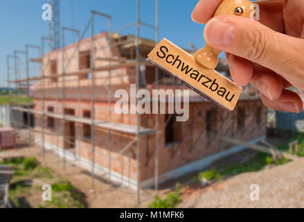 Illegale Bau auf Stempel vor neues Haus Bau gedruckt Stockfoto