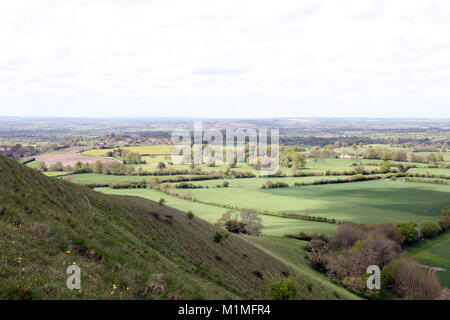 Blick auf die Stadt von Frome von Cley Hill in der Nähe von Longleat in Wiltshire. Großbritannien Stockfoto