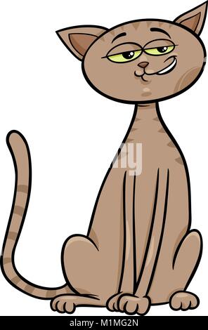 Cartoon Illustration der Sitzende Katze Haustier Charakter Stock Vektor