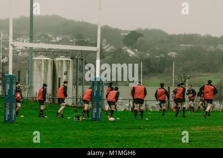 Penryn RFC vs Hayle RFC am Memorial Stadium, Penryn, Cornwall, UK, 27. Januar 2018 Stockfoto