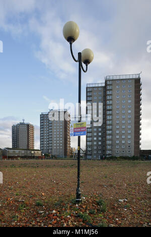 Osten Marsh Hochhaus Sozialwohnungen, Grimsby, Großbritannien. Stockfoto