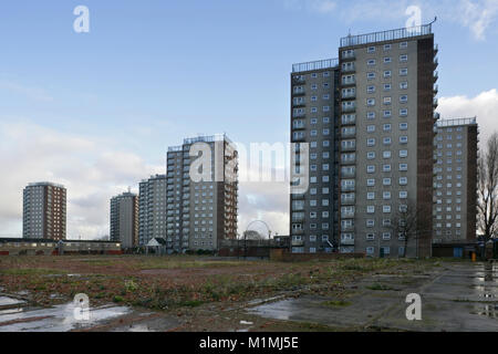 Osten Marsh Hochhaus Sozialwohnungen, Grimsby, Großbritannien. Stockfoto