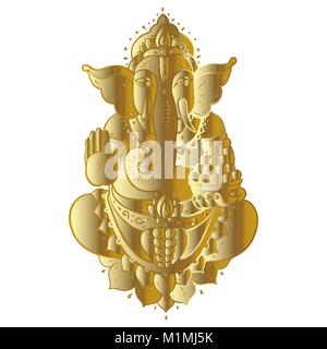 Goldene Ganapati Meditation in Lotus-pose Stock Vektor