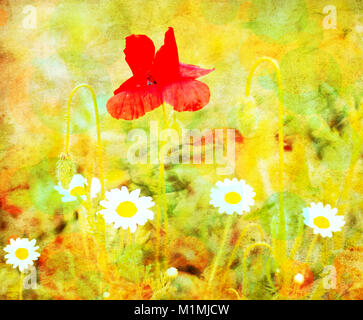 Abstract grunge tetured Blume Bild Stockfoto