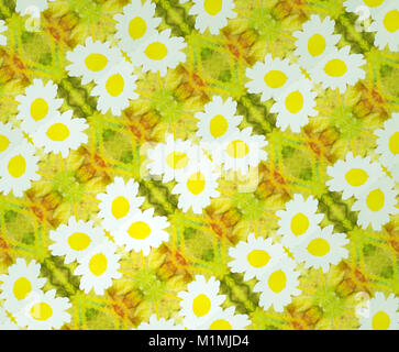 Abstract grunge florale Muster mit weißen und gelben dominierenden Farben Stockfoto