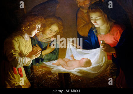 Die Anbetung des Kindes durch Gerrit Van honthorst Stockfoto