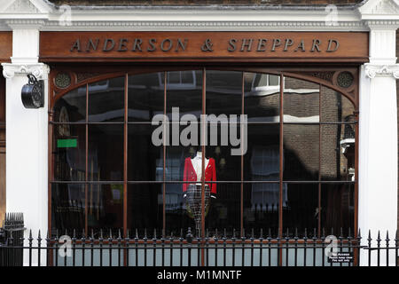 Anderson und Sheppard Shop in der Savile Row, London, England, Großbritannien Stockfoto