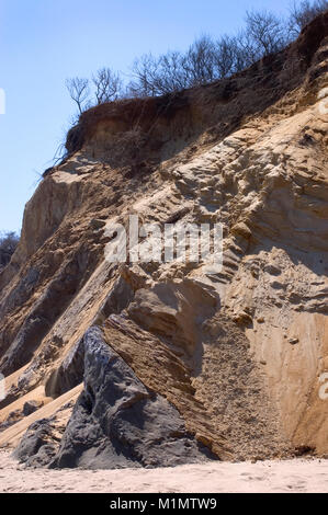 Winter's Erosion an der Küste von Nauset Beach in Wellfleet auf Cape Cod, Massachusetts Stockfoto