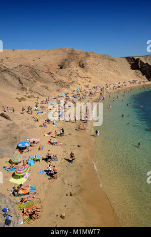 Die auf den Playas de Papagayo Strände Papagayo oder Baden im Naturpark Monumento Natural de Los Ajaches und sind Co Stockfoto