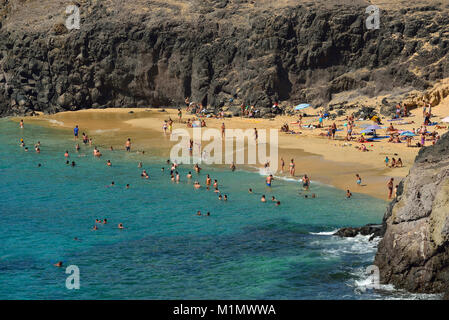 Die auf den Playas de Papagayo Strände Papagayo oder Baden im Naturpark Monumento Natural de Los Ajaches und sind Co Stockfoto