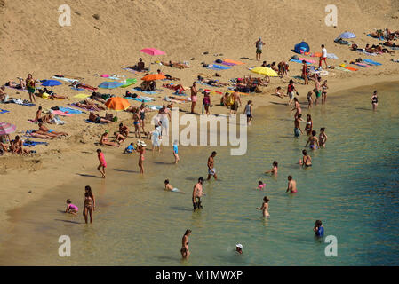 Die auf den Playas de Papagayo Strände Papagayo oder Baden im Naturpark Monumento Natural de Los Ajaches und sind Co Stockfoto