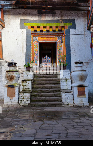 Jakar, Bumthang, Bhutan. Innenraum der Jakar Dzong. Stockfoto