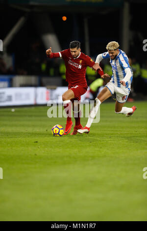 Während der Premier League Match am John Smith's Stadion, Huddersfield. PRESS ASSOCIATION Foto. Bild Datum: Dienstag, Januar 30, 2018. Siehe PA-Geschichte Fußball Huddersfield. Foto: Martin Rickett/PA-Kabel. Einschränkungen: EDITORIAL NUR VERWENDEN Keine Verwendung mit nicht autorisierten Audio-, Video-, Daten-, Spielpläne, Verein/liga Logos oder "live" Dienstleistungen. On-line-in-Verwendung auf 75 Bilder beschränkt, kein Video-Emulation. Keine Verwendung in Wetten, Spiele oder einzelne Verein/Liga/player Publikationen. Stockfoto