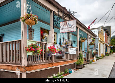 Gebäude an der Sixth Street in New Denver, Slocan Valley, West Kootenay Region, British Columbia, Kanada Stockfoto