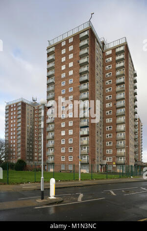 Osten Marsh Hochhaus Sozialwohnungen, Grimsby, Großbritannien. Stockfoto