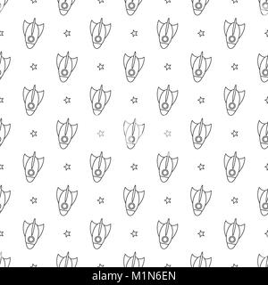 Cartoon Raketen und Sterne auf weißem Hintergrund. Lineare Malbuch. Stock Vektor